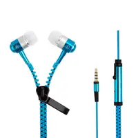 

zipper earphone 3.5mm Aux Audio Jack In-ear type Metal Earphones with Microphone