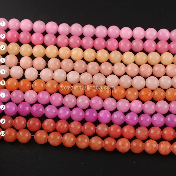 

YJ1121 Popular Fashion Pink Peach colorful dyed jade stone beads