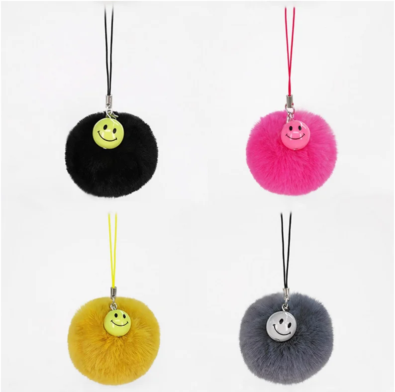 Yongze Fuzzy Cell Phone Keychain Ball Fluffy Pom Pom Keychain Fur Ball