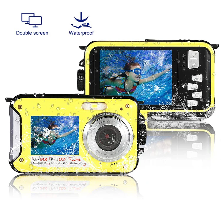 

HD Rechargeable Dual Screen Waterproof 2.7K 24MP Digital Underwater Camera for Snorkeling