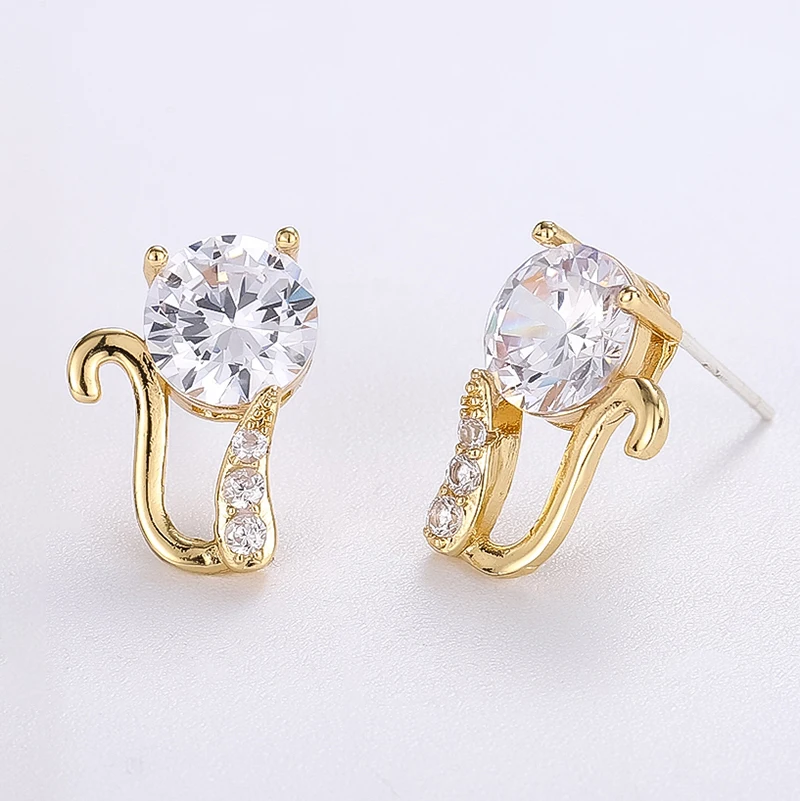 

Lateefah 2019 Hot Sale Animal Tail Earrings Cubic Zirconia Earrings Gold Earrings Cute For Women Jewelry