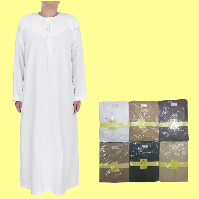 

6 color Muslim men's clothing wholesale high quality omani thobe, 6 colors mix