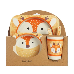 Image of Bamboo fiber tableware suit children baby environmental protection