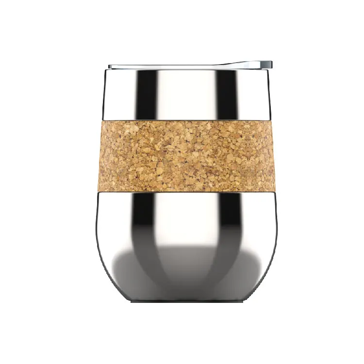 Amazon Durable 350ml Silver   Stainless Steel Custom Reusable Coffee Cup Mug Tumbler With Cork Sleeve