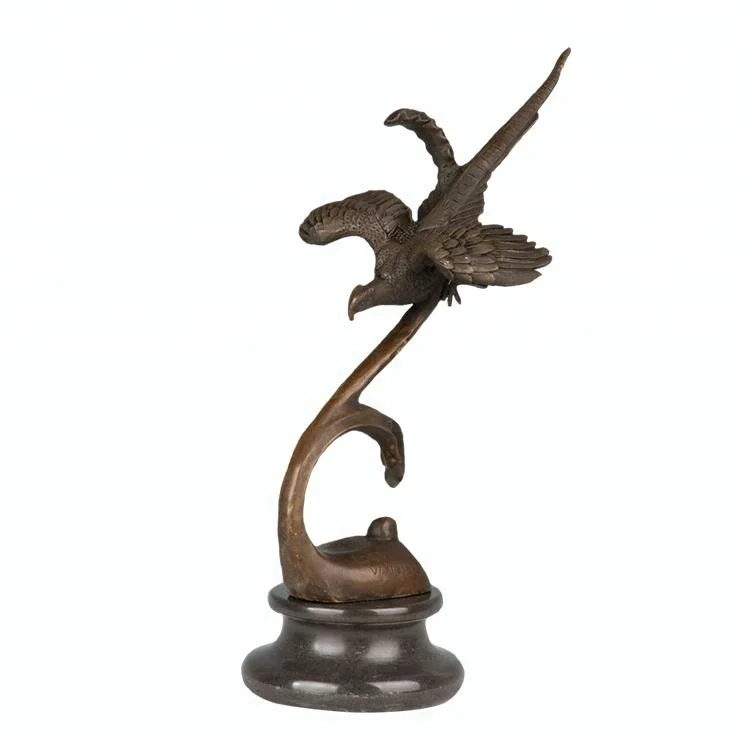 

DW-092 Hot Selling Bronze Flying Bird Art Casting Bronze metal Wild bird flying from Tree statue figurines for Indoor Decoration