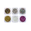 New 6pcs/set hot sale 6 colors micro cobblestone 3D charm nail art decoration for diy nails