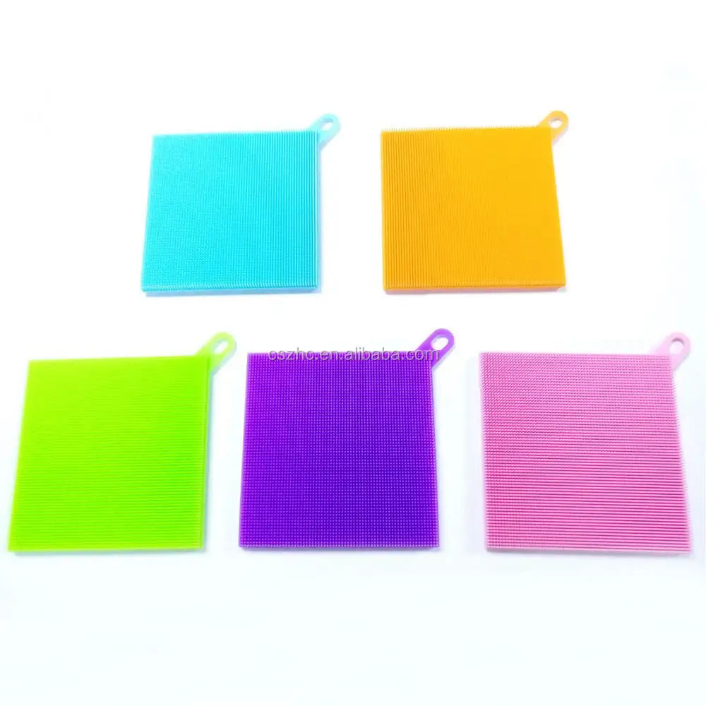 Food grade Square Antibacterial Silicone Dishwashing Brush Sponge Scrubber For Wash Pot Pan Dish Bowl Fruit and Vegetable