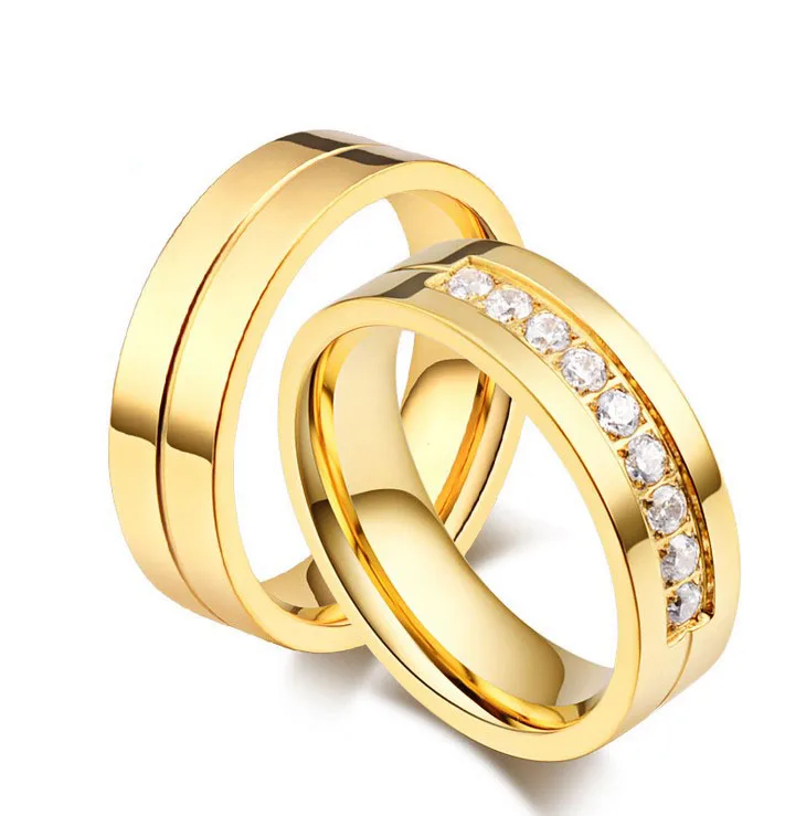 

Gold And Silver Color Couple Jewelry Wedding Ring With Crystal Engagement Gift Forever Love