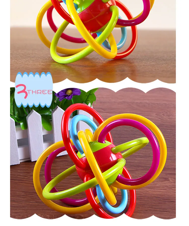 Non-toxic silicone rattle and Sensory teether Ball baby activity teething toy
