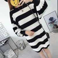 

2019 new arrival high neck batwing sleeve strip knitted women sweater dress
