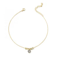 

Gold Vermeil Eye of Evil Anklet Metal CZ Charm Gold Plated Anklet for women