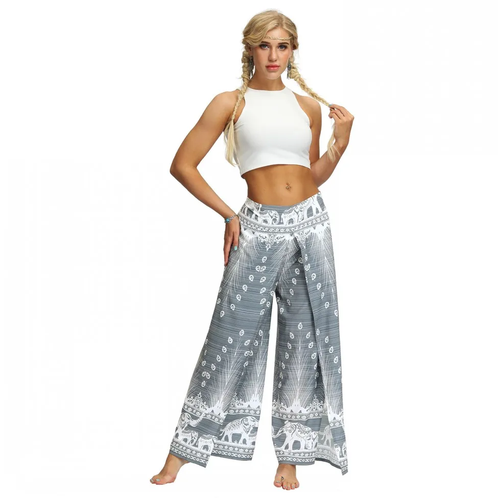 

Bohemian Women Running Pant Yoga Women Loose Trousers Print Boho Aladdin Harem Pants Y11836