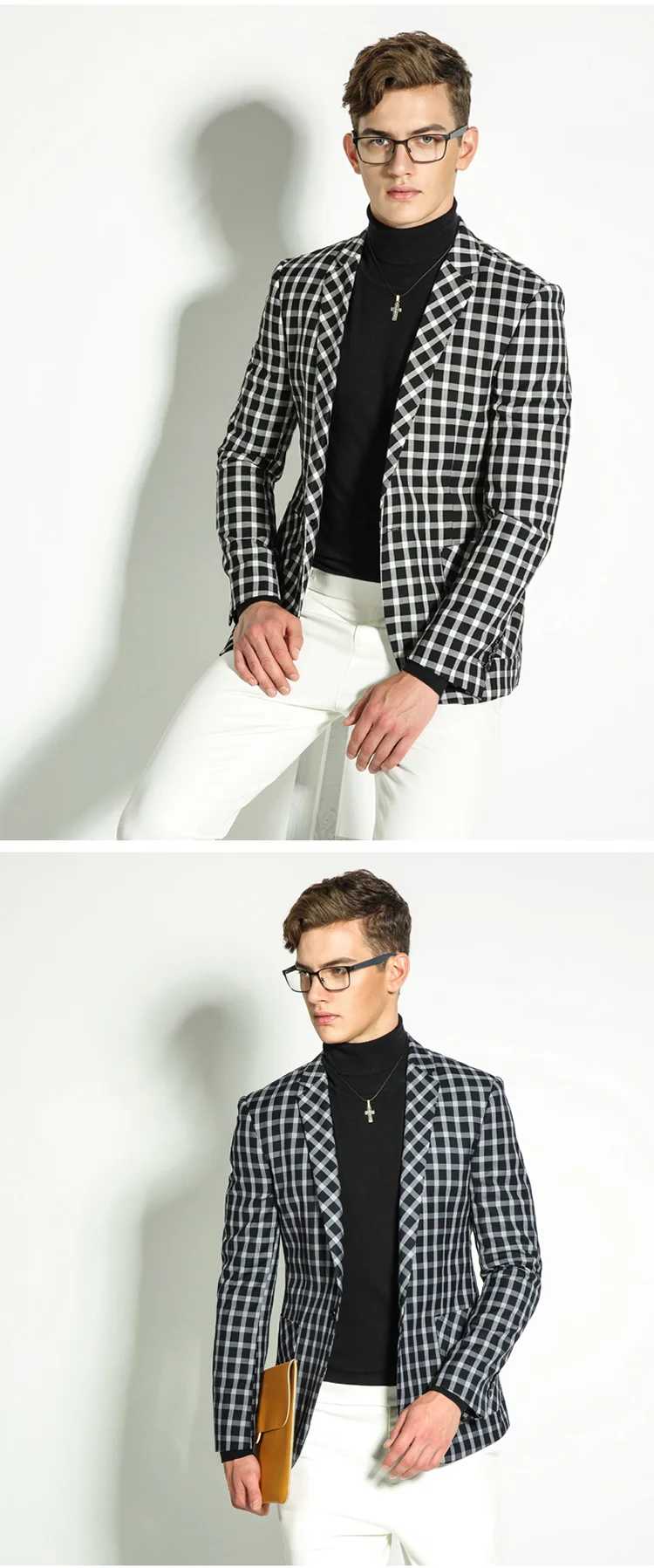 Black White Check Fitted Casual Coat Blazer Jacket - Buy Blazer Jacket,Casual Blazer,Fitted 