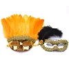 cheap feather masquerade mask color feather mask