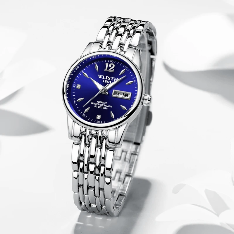 

WLISTH steel with double calendar luminous casual small fresh quartz female watch