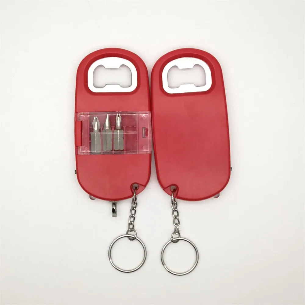 Multi Function Flashlight Beer Bottle Opener Key Chain With Screw