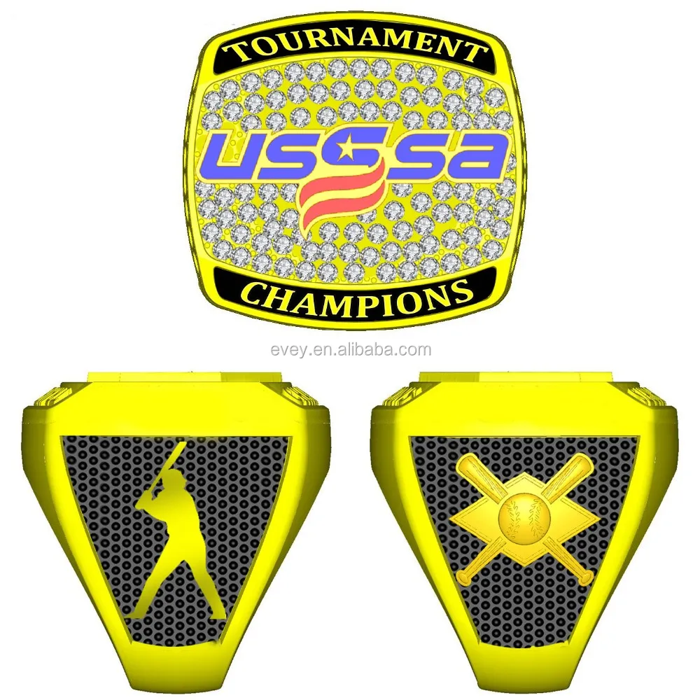 Cheap Custom Alloy Usssa Youth Baseball Softball Championship Rings