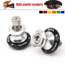 For Suzuki GSXR 600 750 1000 1300 Sv650 TL GSR 8mm Swingarm Sliders Spools stand screws Silver