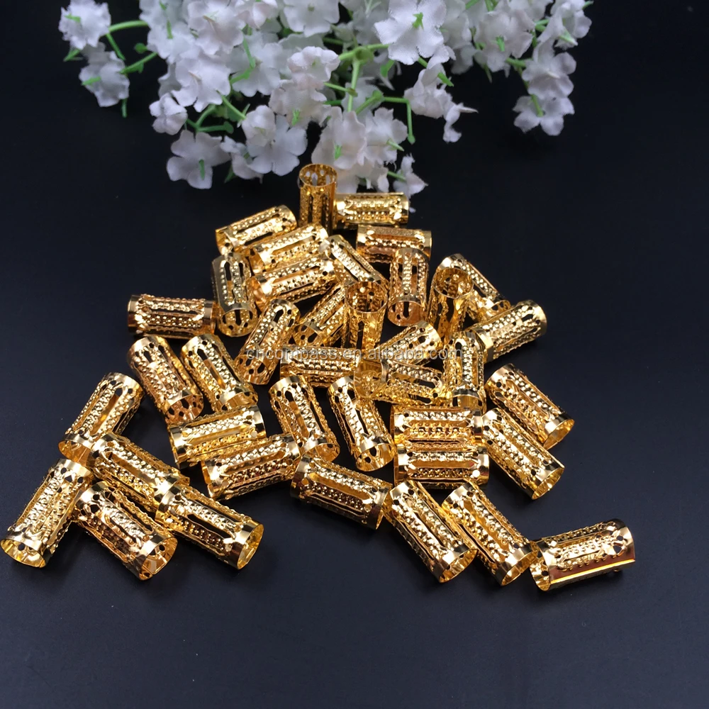 

1000pcs mix color 8/15mm adjustable cuff clip Plated hair braid dread dreadlock beads hair beads for braids, Gold