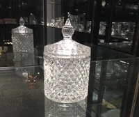 

2019 hot selling candle holder glass container with lid glass candy jar