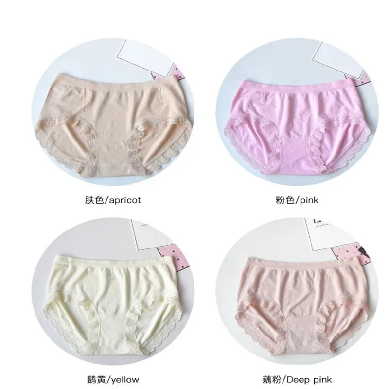 Young Lady Brief Soft Pure Cotton Underwear with Laces