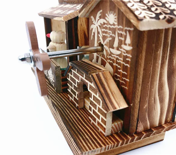 Mechanism  white dancing bird wooden music box wood gift craft