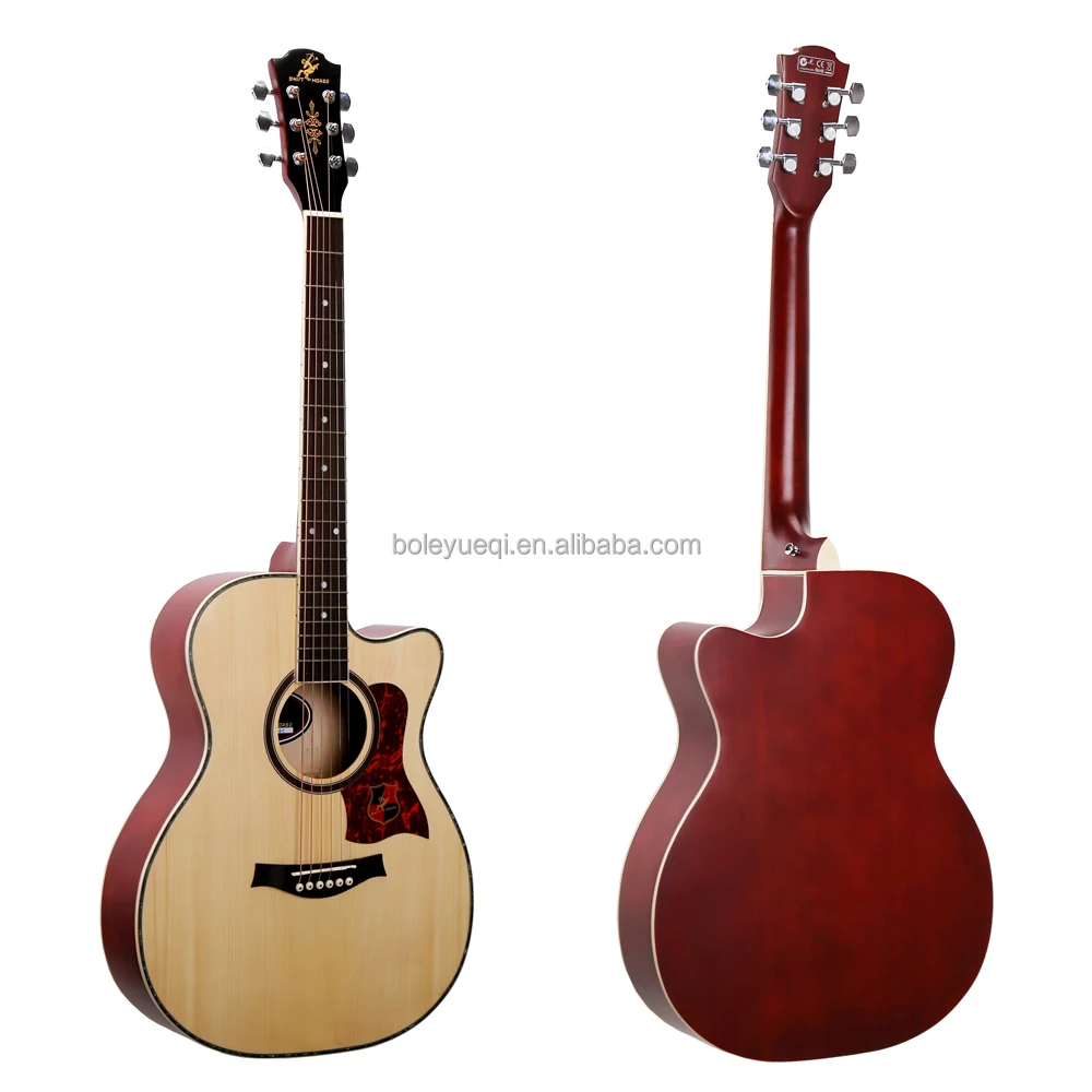 

China Cheap Guitar  Cutaway Acoustic Guitar with Sprcue Wood Matte Finish, Natural