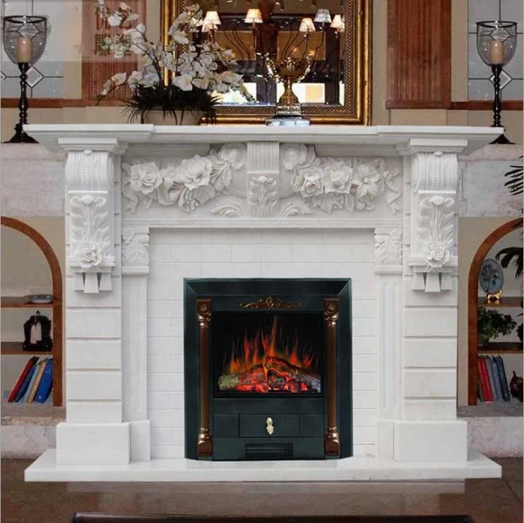 
Carved marble fireplace mantel electric fireplace for sale 
