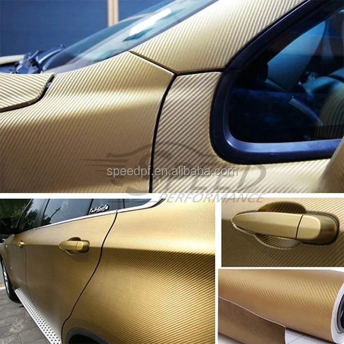 High Quality Thick Gold 3d Carbon Fiber Car Vinyl Foil With Air Bubble