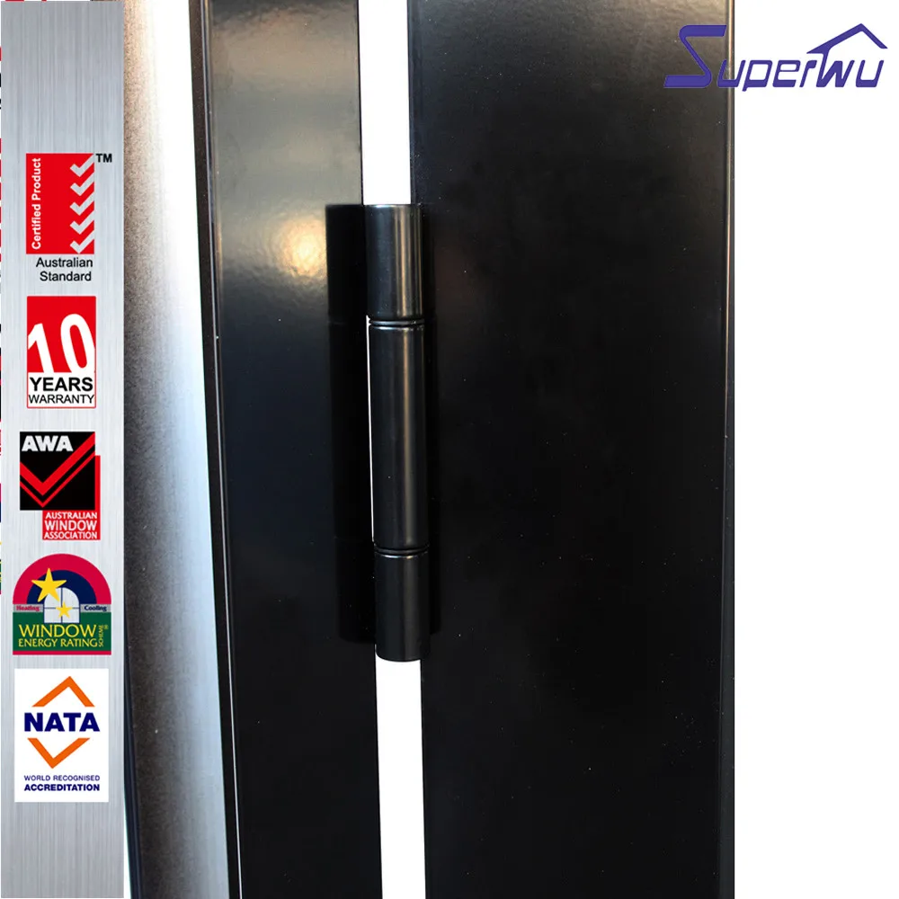 Black color aluminum hinged doors with double toughened tempered glass high quality