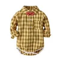 

Infant Baby Boys' Gentleman Romper Plaid Shirt Bodysuit Outfits