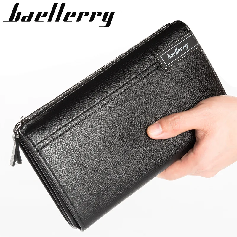 2019 Baellerry Wholesale Luxury Long Zipper Travel Leather Wallet for Men Big Capacity Clutch Men's Purse Wallet