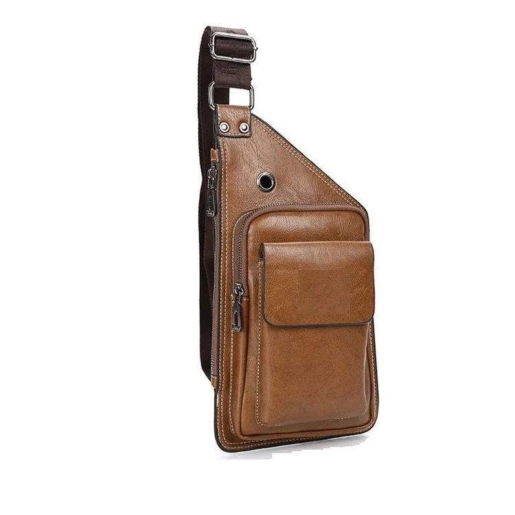 

Genuine leather cross sling waterproof cellphone bag high quality factory price shoulder sling chest bag for men, Multi