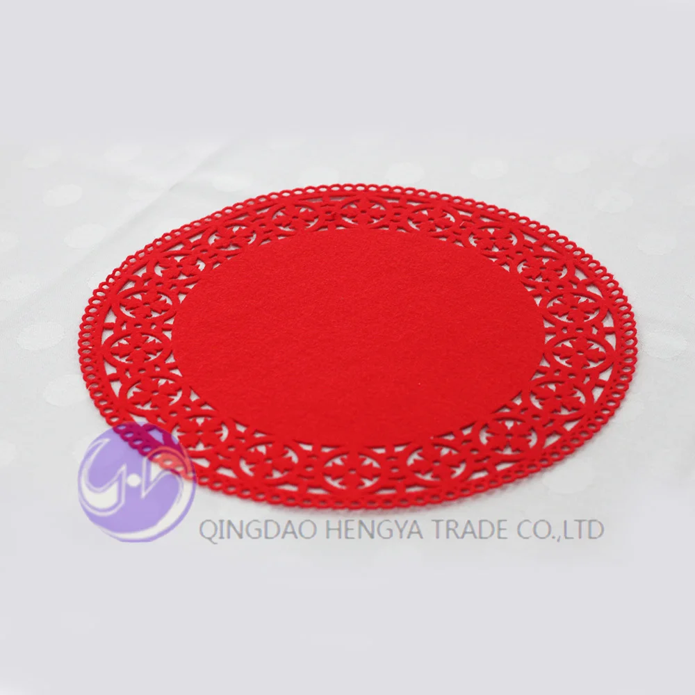 Red Round Felt Snowflake Christmas Placemat Buy Placemat,Felt