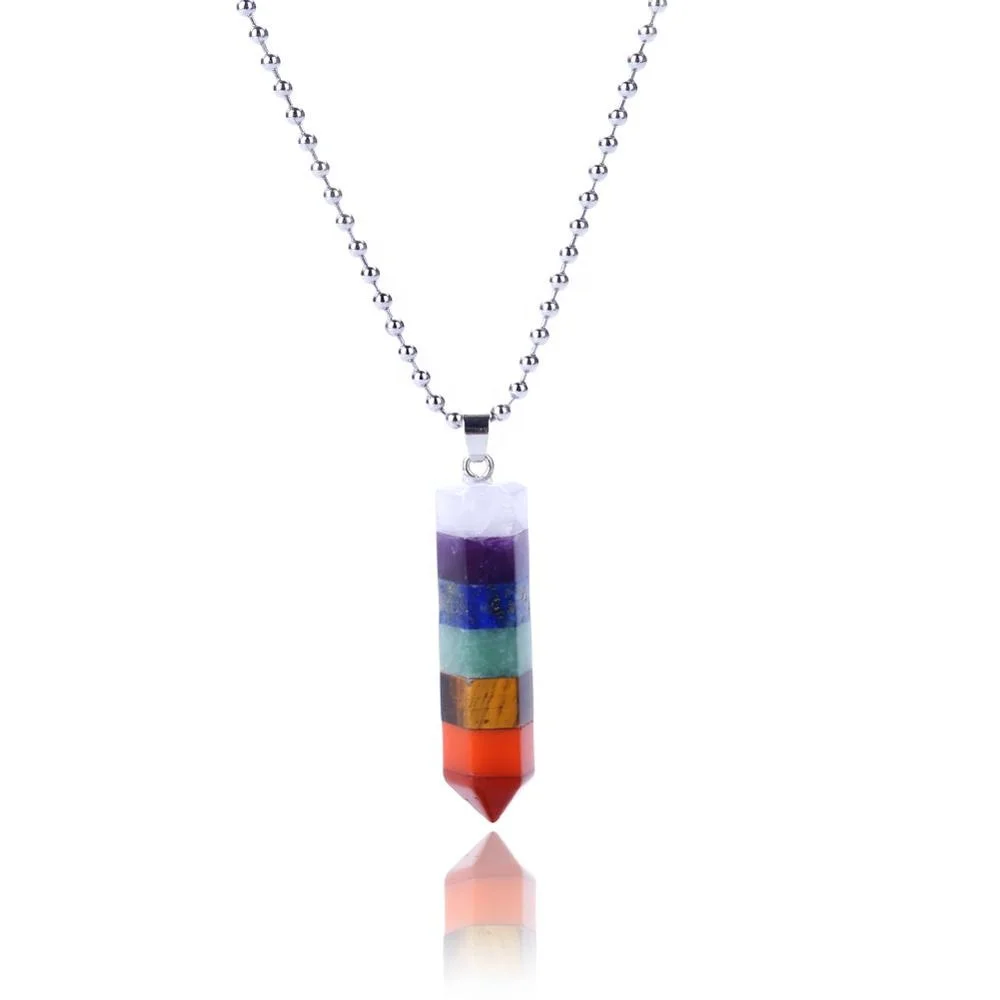 

7 layers natural stone pendant necklace crystal healing yoga necklace 2019