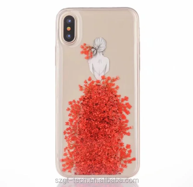 Mobile Protector Case For Iphone X 7 6 6s Paris Girl Wedding Dress Real Flower Case,Soft Tpu Clear Bag For Iphone X Case - Buy Paris Girl Real Flower ...
