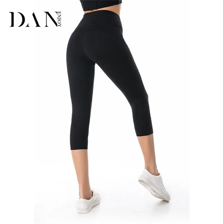 

Fashion New Sports High Elastic Gym Tights Women Plain Color Shaping Short Pants, Black;grey;blue