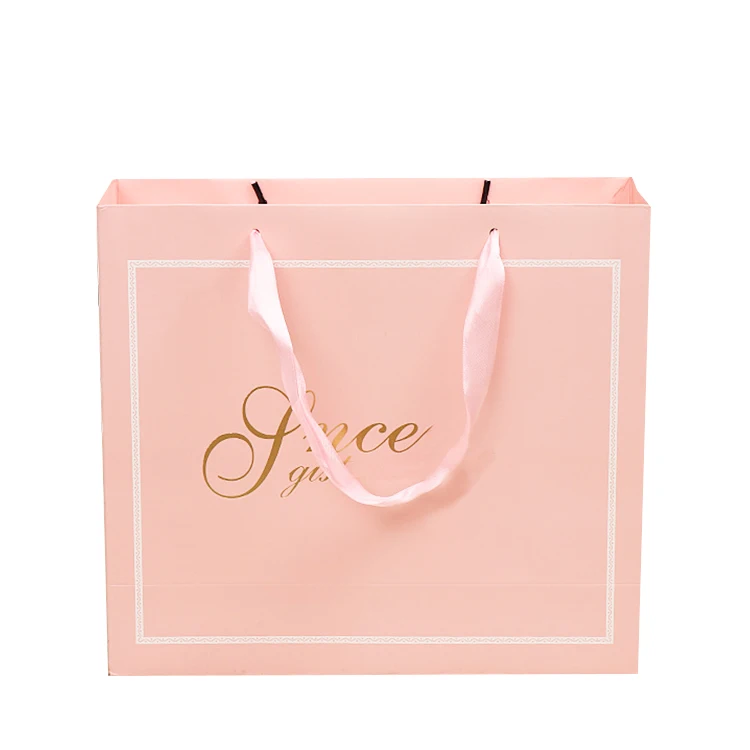 200 Pink Apparel Bag Matte Laminated DIY Paper Bags Garments Bag 10''x4X8'' 