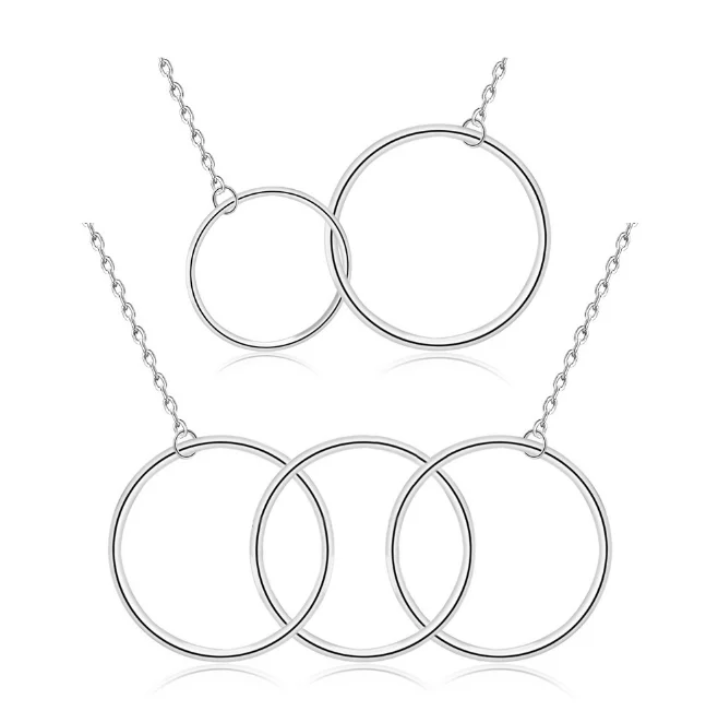 

Plain Necklaces Sterling Silver 925 Two 3 Circle Necklace, White, rose gold,yellow gold