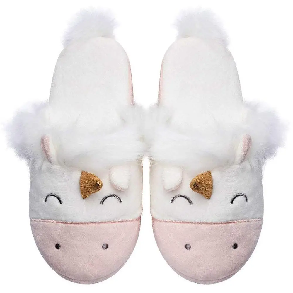 Winter Indoor Customised Plush Unicorn Slippers For Women - Buy ...