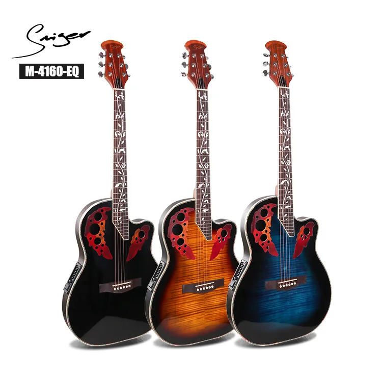 

M-4160-EQ fiber body ovation oem semi acoustic guitar made in china, N/bk/3ts