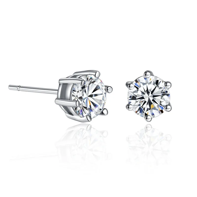 

Six Claws 6mm 0.5ct Stellux CZ Platinum plated Stud Earrings Jewelry Crystal Cubic zirconia earrings Wholesale, N/a