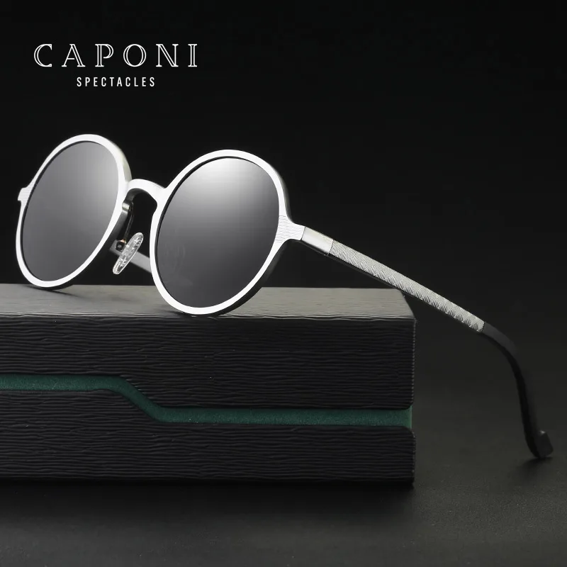 

CAPONI Brand Designer Men Sunglasses Polarized Driving UV400 Aluminum Sun Glasses Male, Gun/gold/silver/black/brown