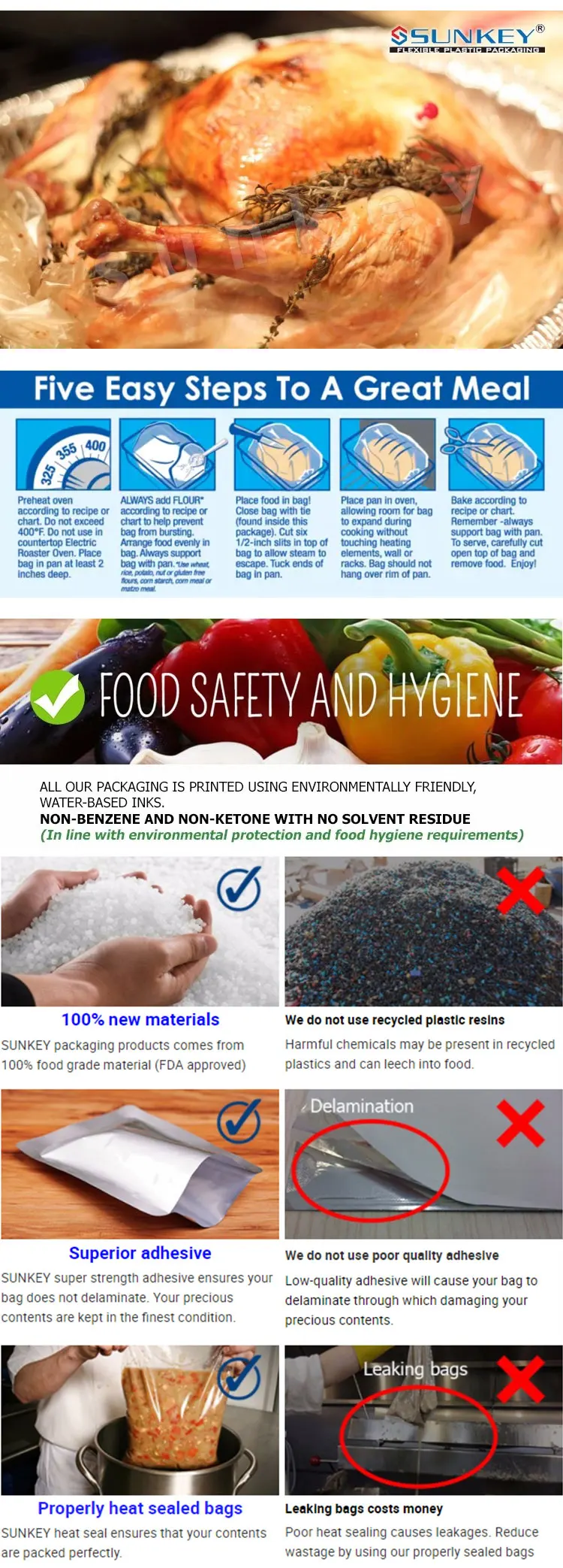 New style wholesale plastic oven bag roasting turkey brining bag