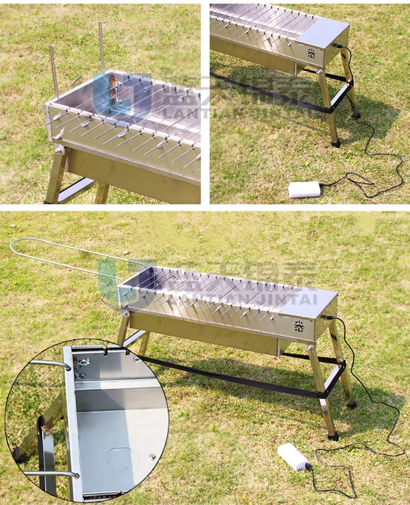 Stainless Steel Camping Rotating Charcoal Barbecue Stand Portable Bbq