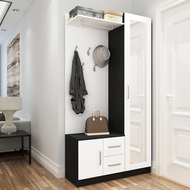 
New Design Wooden Shoe Cabinet For Living Room Furniture Shoes Storage with Mirror 