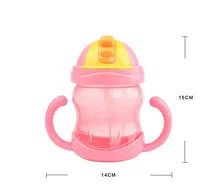 240ml Baby Bottle Kids Children Learn Feeding Drinking Water Straw Handle Bottle Training Cup 3 Colors