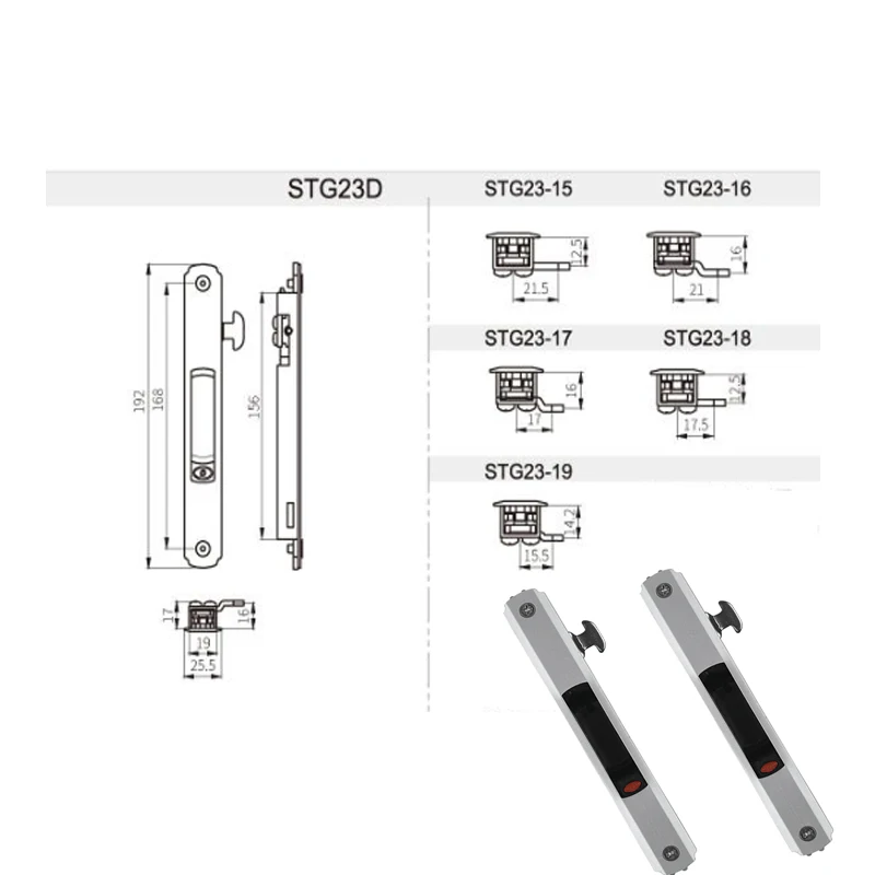 heavy duty aluminum alloy sliding safety handle lock with key for entry doors and windows