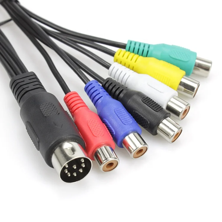 

8 Pin Male Din Plug to 6 RCA Female Audio Cable RGB Composite Video Cable