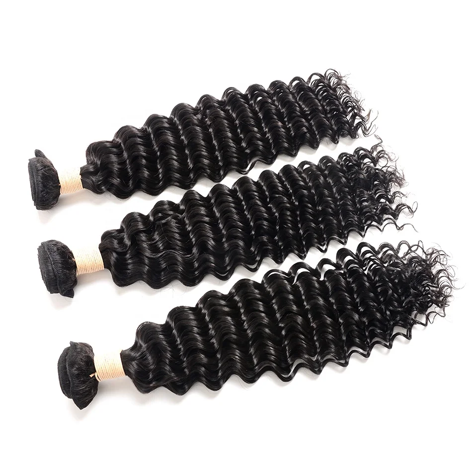 

2018 fashion styles cuticle aligned hair weave extension deep wave, Natural black